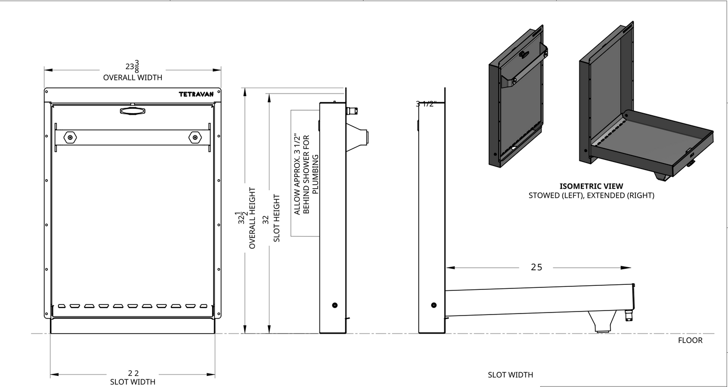 Tetravan Folding Shower with Magnetic Curtain