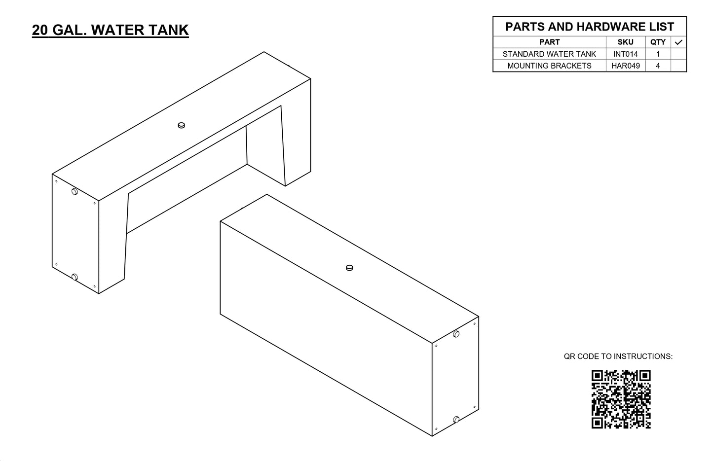 20 Gallon Water System for Camper Vans