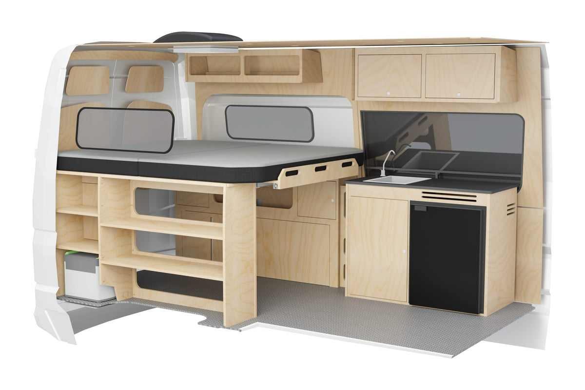 The CNC-milled cabinetry components that make up a Timber conversion