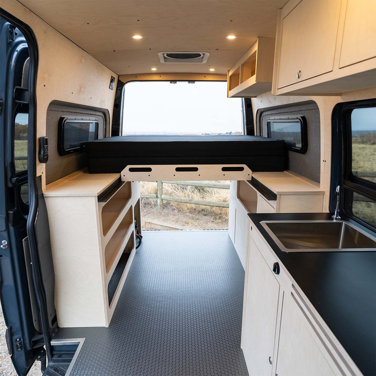 Sprinter Van Bed and Wheel Well Cabinets | Camper Van Conversion Kit ...
