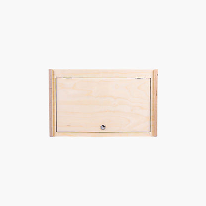 A front view of a single cabinet